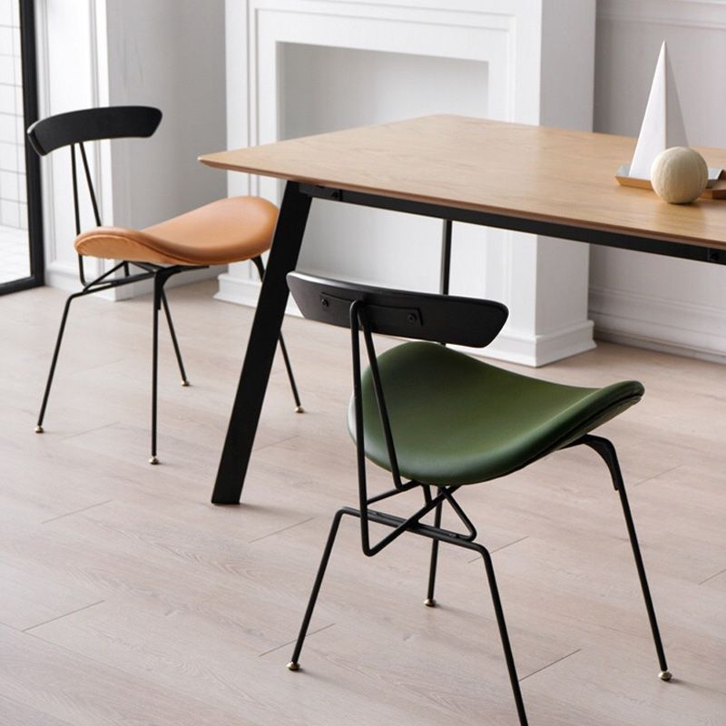 Black Iron Legs Dining Chairs Industrial Armless Dining Side Chair Clearhalo 'Dining Chairs' 'Dining Tables & Seating' 'dining_chair' 'furn' 'furn_dining_chair' 'Furniture' 'Kitchen & Dining Furniture' 1200x1200_e668215d-771f-4965-a261-a2a94f7bc3aa