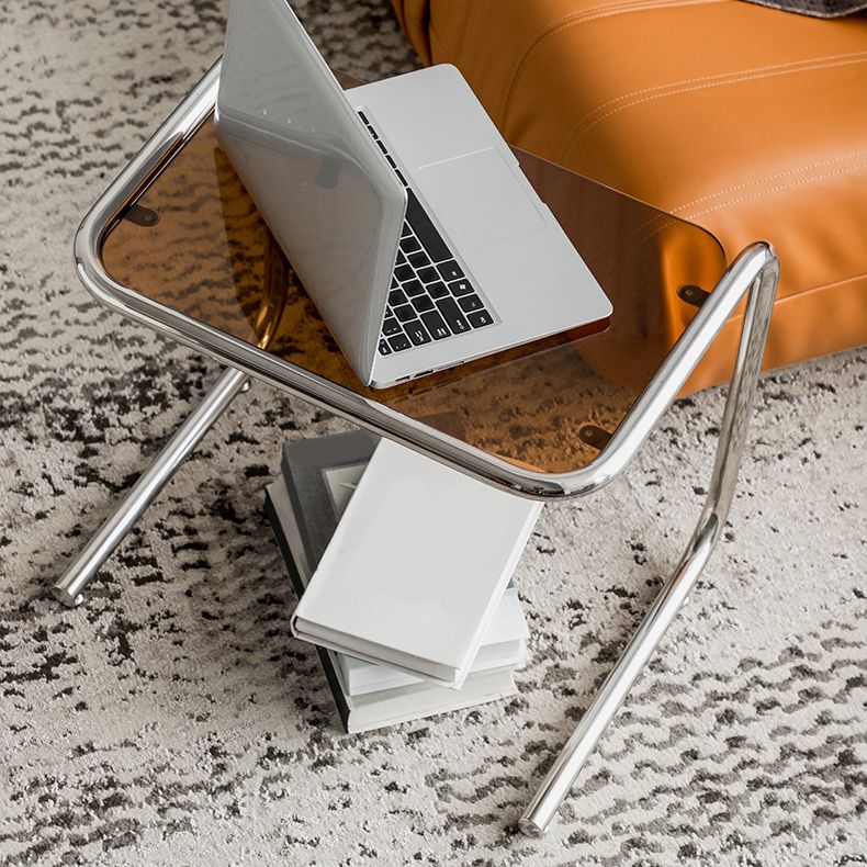 Tavolo da corner in vetro modernistico in vetro in metallo c laterale per soggiorno