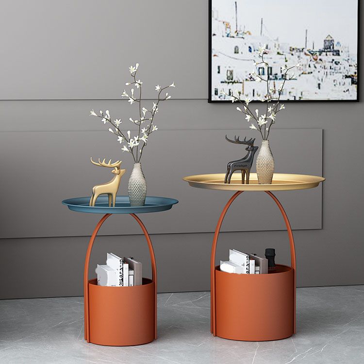 Round -Tablett Top Side Table Metall -Podest -Endtisch mit Speicher