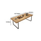 Scandinavian Rectangle Cocktail Table with Pine Wood Top and Iron Sled Base