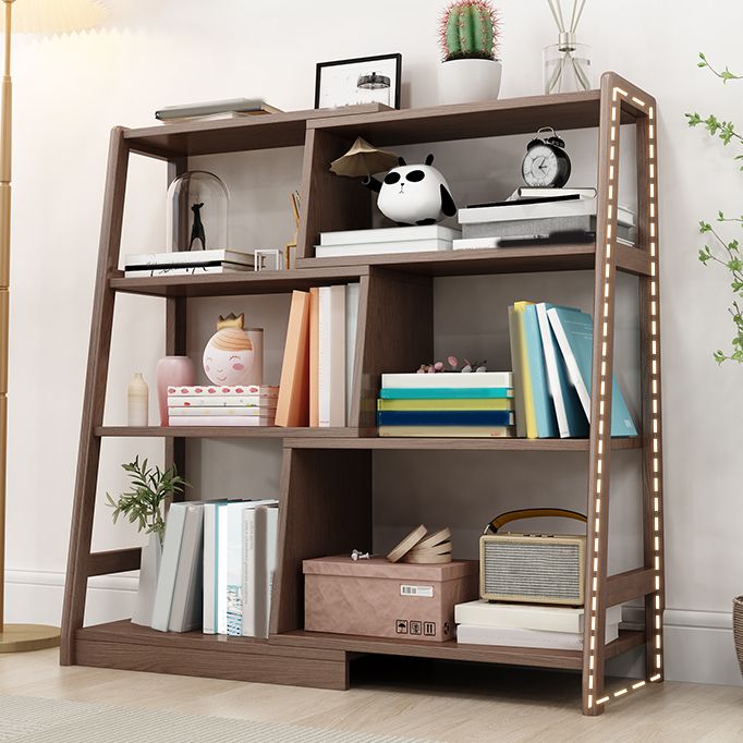 Wooden Ladder Bookshelf Modern Style Open Back Bookcase for Home Office