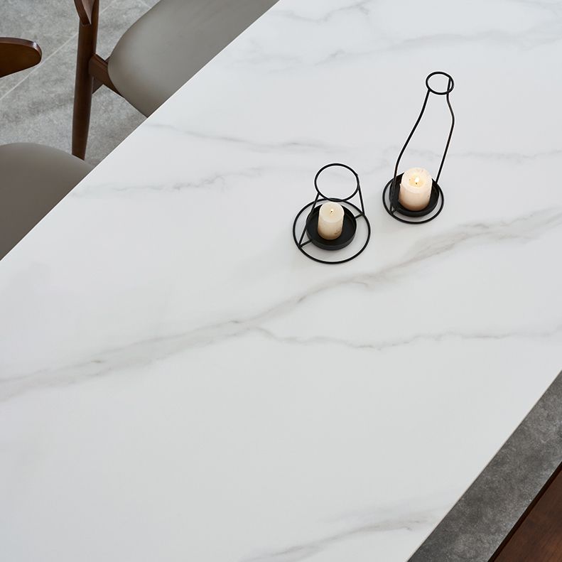 Modern Rectangle Sintered Stone Dining Table with Wooden Base White Dining Table for Restaurant Clearhalo ' dining_table' 'Dining Tables & Seating' 'Dining Tables' 'Furniture' 'furniture_dining_table' 'Kitchen & Dining Furniture' 'kitchen&dining_furn' 'kitchen' 'kitchen_dining_table' 1200x1200_e66a03b4-d4e2-4c23-bb4f-373fa17b8398
