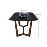 Matte Black Top Dinette Table with Wooden Frame Modern Indoor Dining Table