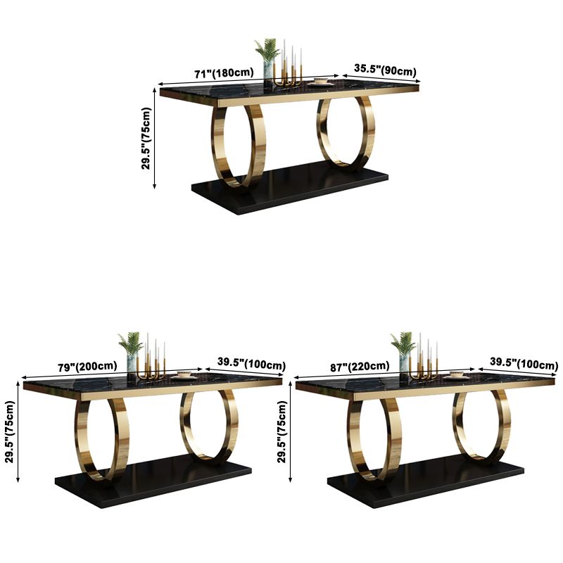 Traditional Luxury Marble Dining Table Rectangle Table with Metal Pedestal Clearhalo ' dining_table' 'Dining Tables & Seating' 'Dining Tables' 'furn' 'furn_dining_table' 'Furniture' 'furniture_dining_table' 'Kitchen & Dining Furniture' 'kitchen&dining_furn' 'kitchen' 'kitchen_dining_table' 1200x1200_e66b5b8d-9d2c-4c46-adb0-25d37e2f7a46