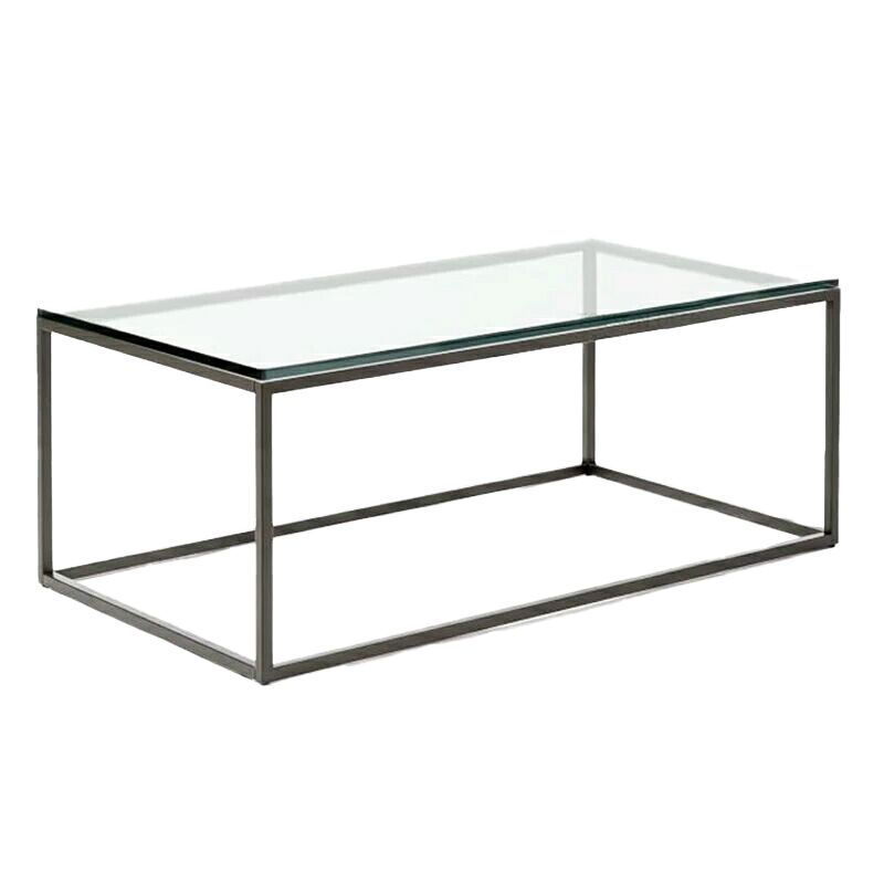 Modern Style Rectangular Glass Coffee Table 17.7-In H Metal Frame 1 Single Cocktail Table Clearhalo 'Coffee & Accent Tables' 'Coffee Tables' 'coffee_tables' 'furn' 'furn_coffee_tables' 'Furniture' 'Living Room Furniture' 1200x1200_e66b8ac0-41e7-415e-b7b0-539f535d3c82