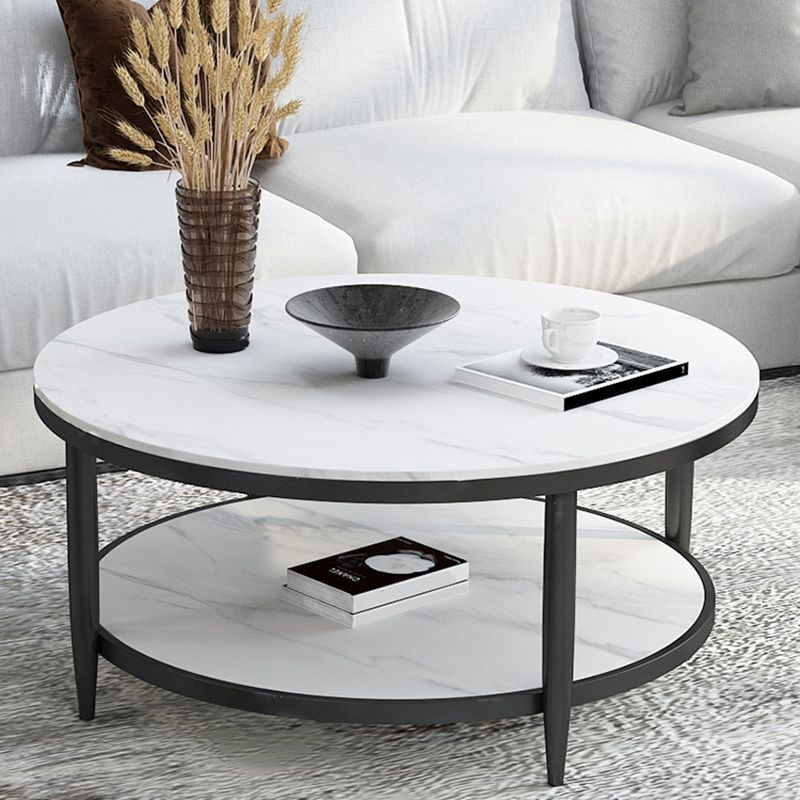 Glam Round 4 Legs Coffee Table Slate Top Coffee Cocktail Table Clearhalo 'Coffee & Accent Tables' 'Coffee Tables' 'coffee_tables' 'furn' 'furn_coffee_tables' 'Furniture' 'Living Room Furniture' 1200x1200_e66ce7b3-de82-485b-b7ce-60792dbe1410