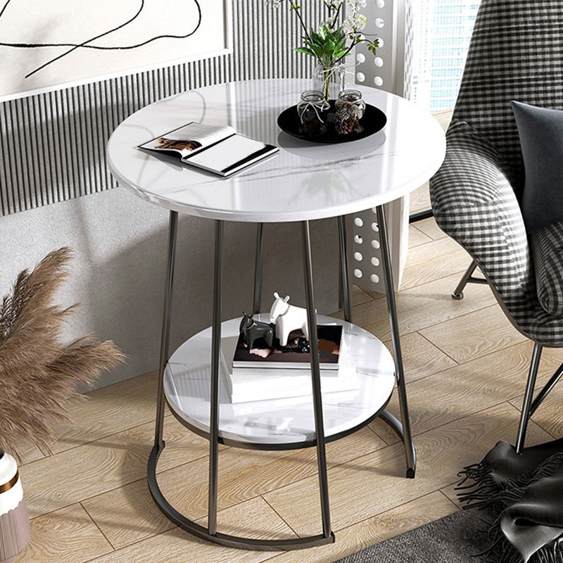 Glam Round Wooden Top End Table Steel Frame Sofa Side End Table for Living Room Clearhalo 'Coffee & Accent Tables' 'End & Side Tables' 'end_side_tables' 'furn' 'furn_end_side_tables' 'Furniture' 'Living Room Furniture' 1200x1200_e66fbd36-6a44-4633-837a-072d4e64f4bb