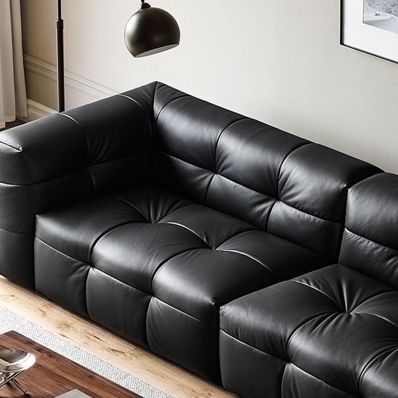 Sofá de brazo cuadrado de asiento de cuero contemporáneo para sala de estar