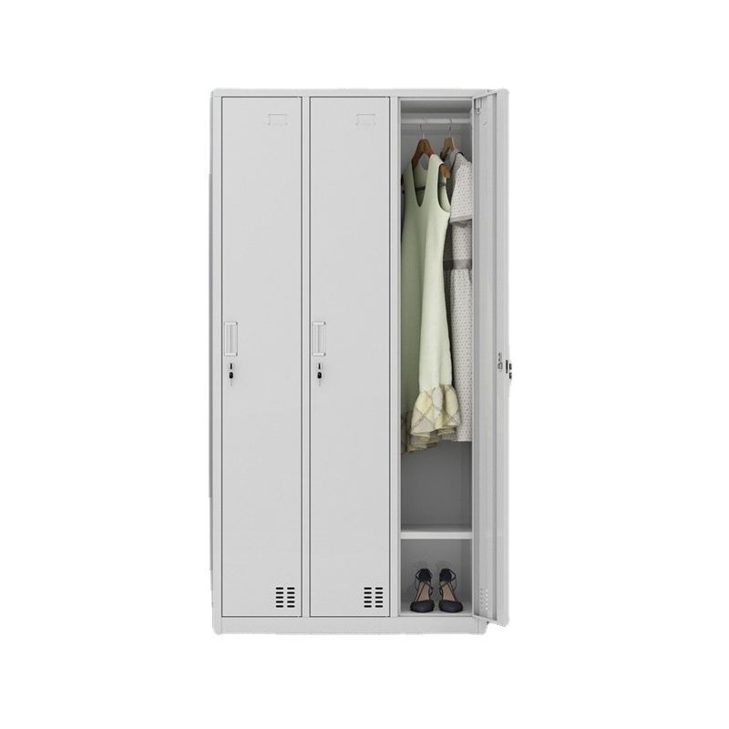 Modern Style Wardrobe Gray Colour Metal Wardrobe Closet with Locks Clearhalo 'Armoires & Wardrobes' 'armoires_wardrobes' 'Bedroom Furniture' 'furn' 'furn_armoires_wardrobes' 'Furniture' 1200x1200_e671ba0e-a0d1-4378-81ee-eea4c0058b81