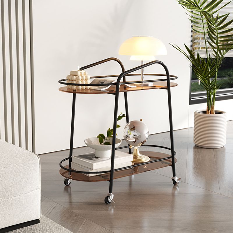 Modern Double Tier Corner Table Glass Side End Table with Storage Clearhalo 'Coffee & Accent Tables' 'End & Side Tables' 'end_side_tables' 'furn' 'furn_end_side_tables' 'Furniture' 'Living Room Furniture' 1200x1200_e6755c1c-30ae-416c-b5cd-d44fd4d336b0