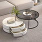 Frame Coffee Table Glass Top Cocktail Table with Storage Drawers