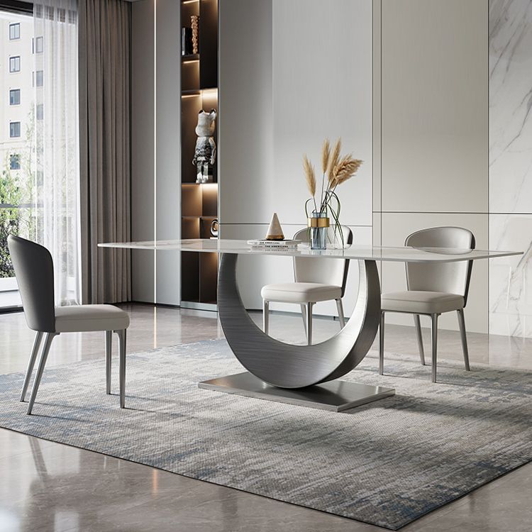 Nordic 1/4/5/7 Pieces Rectangle Dining Set Sintered Stone Top Table with Leather Chairs Clearhalo 'Dining Room Sets' 'Dining Tables & Seating' 'dining_room_set' 'furn' 'furn_dining_room_set' 'Furniture' 'furniture_dining_room_set' 'Kitchen & Dining Furniture' 'kitchen&dining_furn' 'kitchen' 1200x1200_e67832af-f7a4-48f4-a60d-3f8519de1ef6