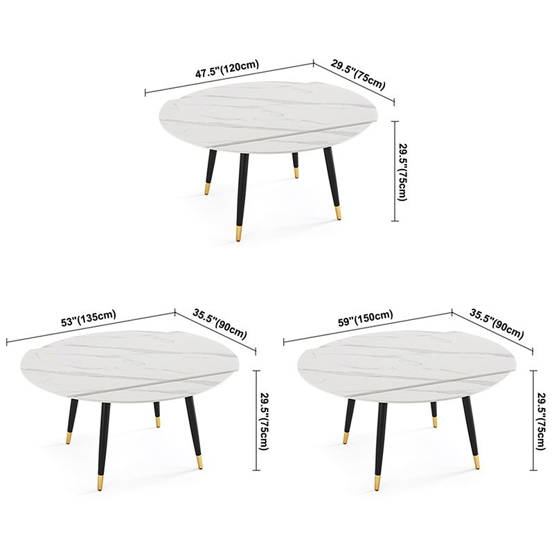 Modern Style Sintered Stone Dining Table White Round Drop-Leaf Table for Home Use Clearhalo ' dining_table' 'Dining Tables & Seating' 'Dining Tables' 'furn' 'furn_dining_table' 'Furniture' 'furniture_dining_table' 'Kitchen & Dining Furniture' 'kitchen&dining_furn' 'kitchen' 'kitchen_dining_table' 1200x1200_e678c92d-e44b-4a78-b400-79bbccb9acb2