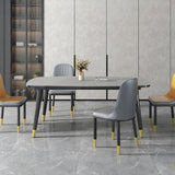 Modern Sintered Stone Top Kitchen Dining Table Rectangle Shape Dining Table with 4 Legs Base Clearhalo ' dining_table' 'Dining Tables & Seating' 'Dining Tables' 'Furniture' 'furniture_dining_table' 'Kitchen & Dining Furniture' 'kitchen&dining_furn' 'kitchen' 'kitchen_dining_table' 1200x1200_e6791a9e-958f-4b61-aeb3-aa27c0501362