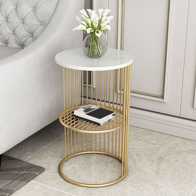 Modern Style Round Slate Table Plate Metal Frame Base Coffee Table