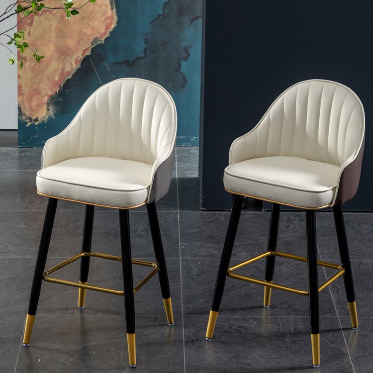 Contemporary Metal Leather Bar Stools Indoor Barstool with Footrest and Low Back Clearhalo 'Bar Furniture' 'Bar Stools' 'bar_stools' 'furn' 'furn_bar_stools' 'furniture_bar_stools' 'Kitchen & Dining Furniture' 'kitchen&dining_furn' 'kitchen' 'kitchen_furn' Furniture' 1200x1200_e679b5bd-1cf8-43db-8fc7-9b3dbc8c38c3