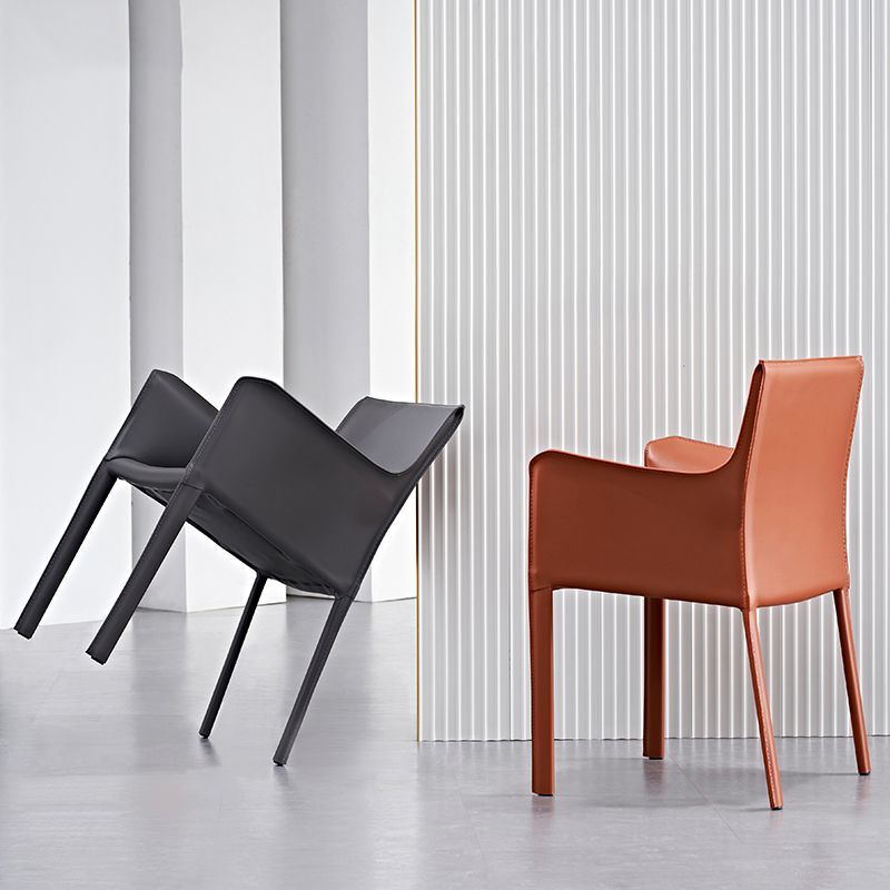 Contemporary Metal Dining Chair Dining Room Solid Back Single Chair with Arm Clearhalo ' kitchen&dining_furn' 'Dining Chairs' 'Dining Tables & Seating' 'dining_chair' 'furn' 'furn_dining_chair' 'Furniture' 'furniture_dining_chair' 'Kitchen & Dining Furniture' 'kitchen' 1200x1200_e67ae673-2af5-4301-aed5-6e15a8ea0767