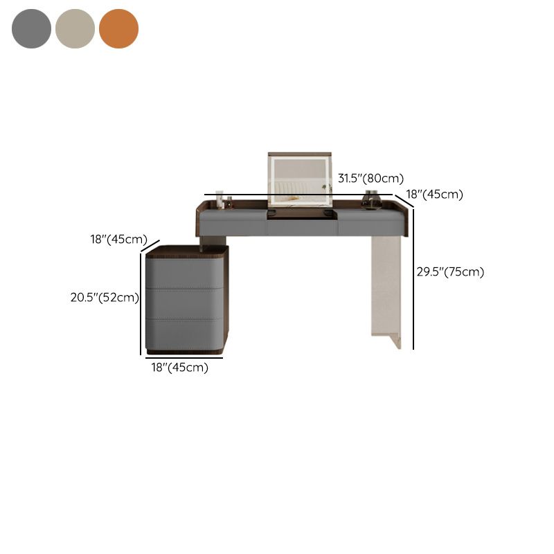 Modern Bedroom Makeup Vanity Desk Faux Leather Vanity Dressing Table