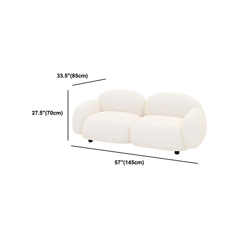 Square Arm Wool Sofa Modern Style 1/2/3-Seater Sofa in White