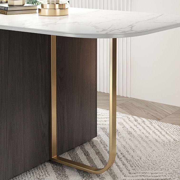 Modern Style Dining Table Sintered Stone Drop-Leaf 63" Table with Metal Base Clearhalo ' dining_table' 'Dining Tables & Seating' 'Dining Tables' 'furn' 'furn_dining_table' 'Furniture' 'furniture_dining_table' 'Kitchen & Dining Furniture' 'kitchen&dining_furn' 'kitchen' 'kitchen_dining_table' 1200x1200_e67b9e74-ac2b-427e-b57f-e5752b338590