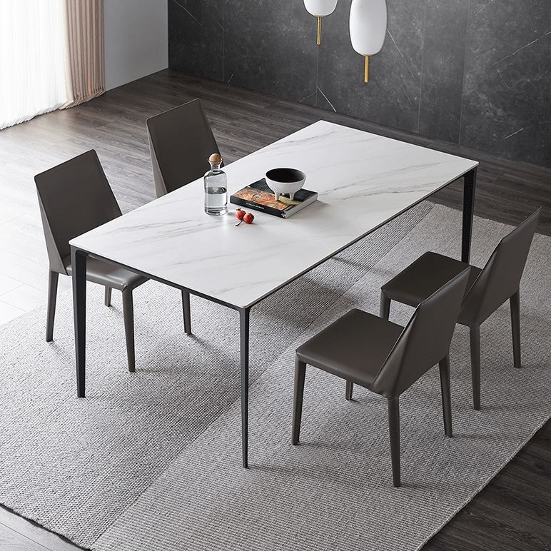 Simple Kitchen Rectangle Shape Dining Table Sintered Stone Top Dining Table with 4 Legs Base Clearhalo ' dining_table' 'Dining Tables & Seating' 'Dining Tables' 'furn' 'furn_dining_table' 'Furniture' 'furniture_dining_table' 'Kitchen & Dining Furniture' 'kitchen&dining_furn' 'kitchen' 'kitchen_dining_table' 1200x1200_e67ba9fa-a6c3-4a19-86cc-17231d6e612c