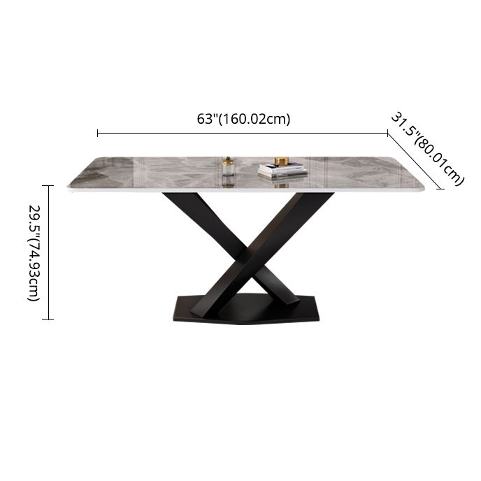 Modern Grey Sintered Stone Table Set of 5/7 with Rectangle Table Dining Set with PU Leather Chairs Clearhalo 'Dining Room Sets' 'Dining Tables & Seating' 'dining_room_set' 'furn' 'furn_dining_room_set' 'Furniture' 'furniture_dining_room_set' 'Kitchen & Dining Furniture' 'kitchen&dining_furn' 'kitchen' 1200x1200_e67ce55c-2043-4691-877d-6e7598552c0e