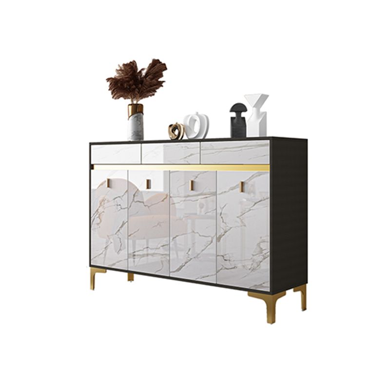 Credenza a buffet in legno di credenza in stile glam con armadi e cassetti