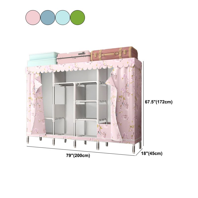 シルバースチールフレームワードローブキャビネットコンテンポラリーホームワードローブ