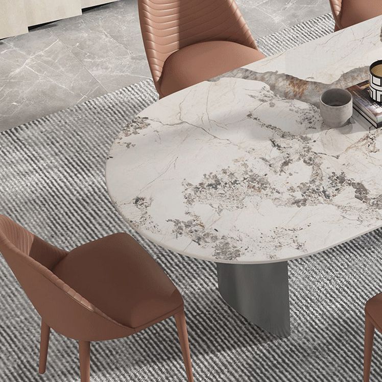 Luxury Sintered Stone Kitchen Home Fixed Double Pedestal Dining Table Clearhalo 'Dining Tables & Seating' 'Dining Tables' 'dining_table' 'furn' 'furn_dining_table' 'Furniture' 'Kitchen & Dining Furniture' 1200x1200_e6825b12-4b11-429b-be35-de399ed01f0c