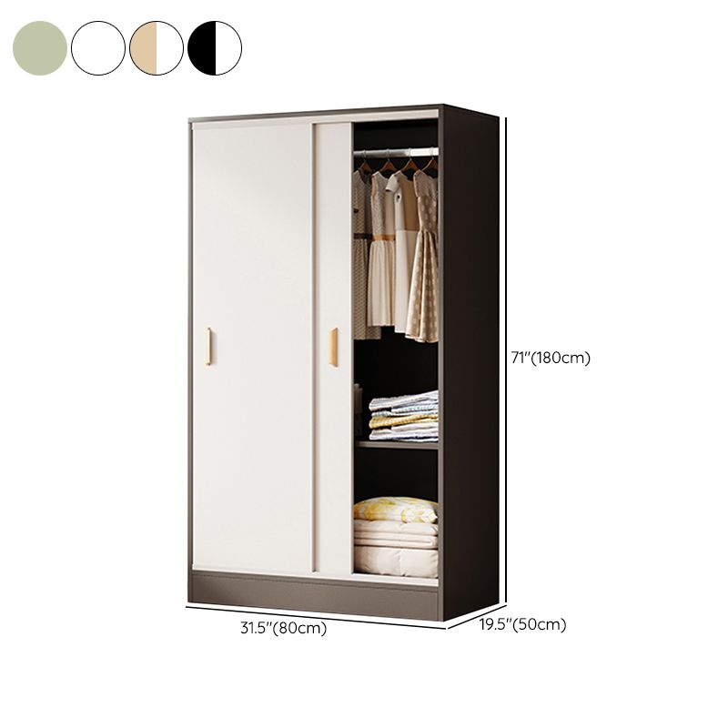 Contemporary Freestanding Wardrobe Armoire Wood Sliding Doors Wardrobe