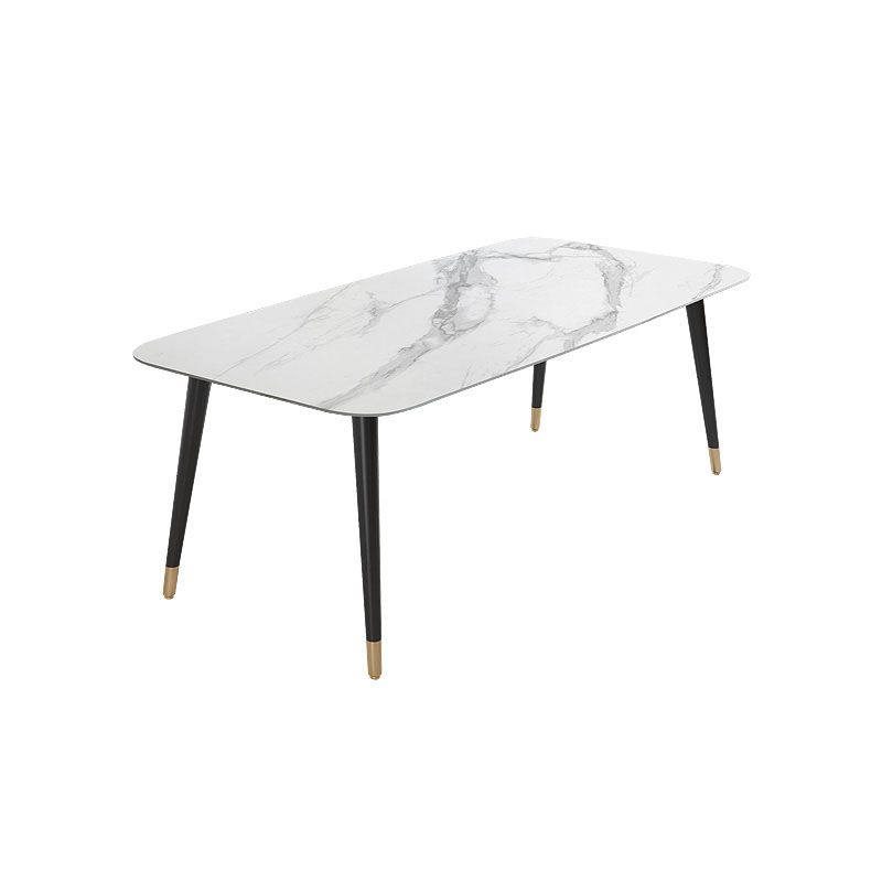 Modern Stone Rectangle Dining Table Home Kitchen Dinner Black Frame Dining Table Clearhalo 'Dining Tables & Seating' 'Dining Tables' 'dining_table' 'furn' 'furn_dining_table' 'Furniture' 'furniture_dining_table' 'Kitchen & Dining Furniture' 'kitchen' 'kitchen_dining_table' 1200x1200_e6837724-8be7-4745-a859-2df3a085620f
