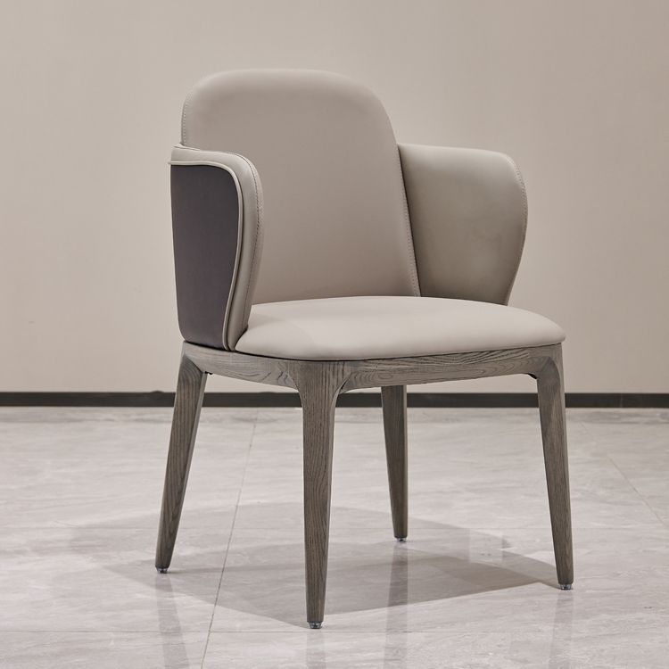 Faux leer en massief hout modern dineren accentstoel voor thuis