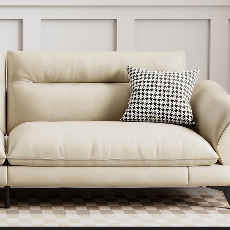 31.49 "Sofá de cuero sintético escandinavo de cuero/lino con brazo acampanado