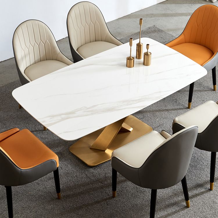 Glam Sintered Stone Top Standard Dining Table Rectangle Shape Dining Table for Kitchen Clearhalo ' dining_table' 'Dining Tables & Seating' 'Dining Tables' 'furn' 'furn_dining_table' 'Furniture' 'furniture_dining_table' 'Kitchen & Dining Furniture' 'kitchen&dining_furn' 'kitchen' 'kitchen_dining_table' 1200x1200_e689621b-146a-41ab-b5b4-55820f85ca9b