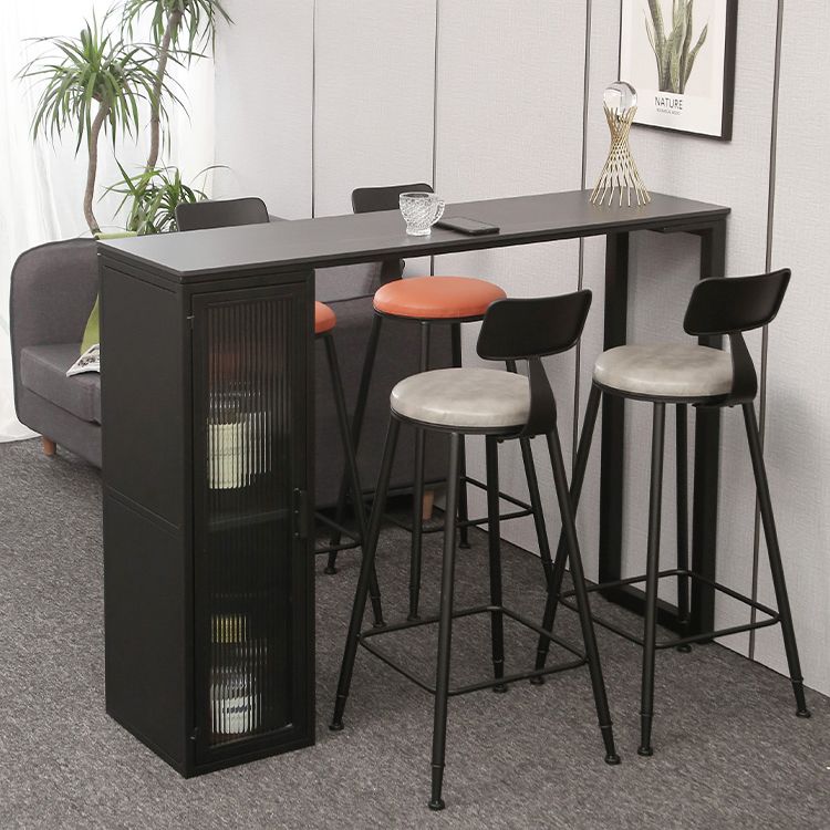 Marble Patio Bar Table with Rectangle Table Top Double Pedestal Table - 41.3" H Clearhalo 'Bar Furniture' 'Bar Tables' 'bar_tables' 'furn' 'furn_bar_tables' 'Furniture' 'furniture_bar_tables' 'Kitchen & Dining Furniture' 1200x1200_e68ab495-d28f-4098-a354-989519f255ed