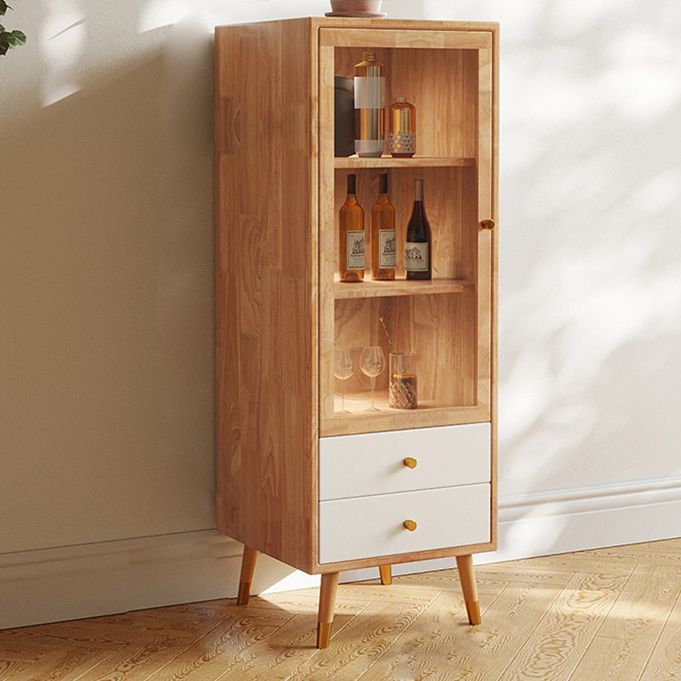 Modernist Cabinet Natural Finish Side Cabinet with Glass Paned