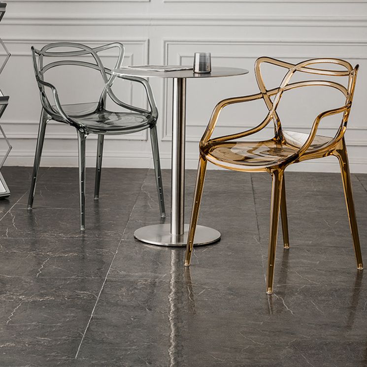 Scandinavian Plastic Dining Arm Chairs Open Back Side Chair for Kitchen Clearhalo 'Dining Chairs' 'Dining Tables & Seating' 'dining_chair' 'furn' 'furn_dining_chair' 'Furniture' 'furniture_dining_chair' 'Kitchen & Dining Furniture' 1200x1200_e68d6947-0404-4f67-b0cb-28a7b47f9571