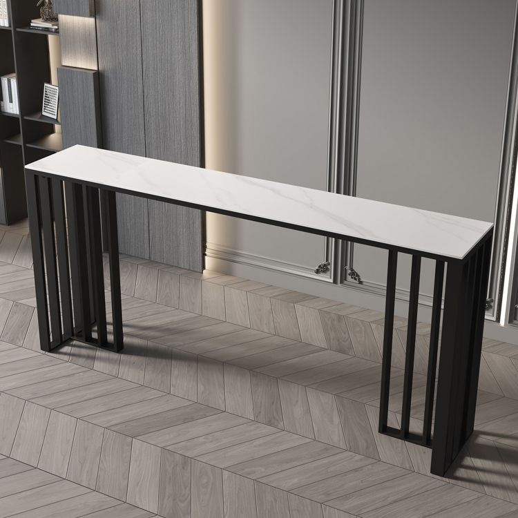 Tavolo da bistrot top di pietra rettangolare tavolo da pub moderno con base metallica