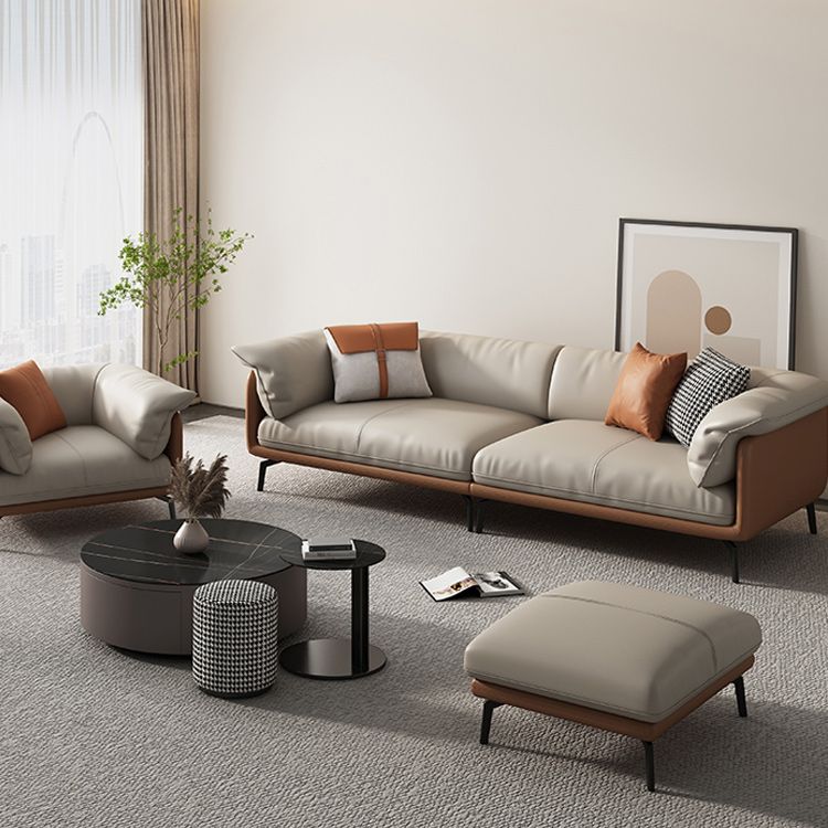 Zeitgenössischer 32,67 "hoher echter Lederkissen -Oberarmsofa