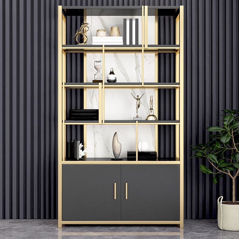Glam Open Back Shelf Bookcase Metal Book Shelf for Home Office Clearhalo 'Bookcases' 'furn' 'furn_bookcases' 'Furniture' 'Office Furniture' 1200x1200_e68eec38-7106-433d-87c4-7cca61b17c88