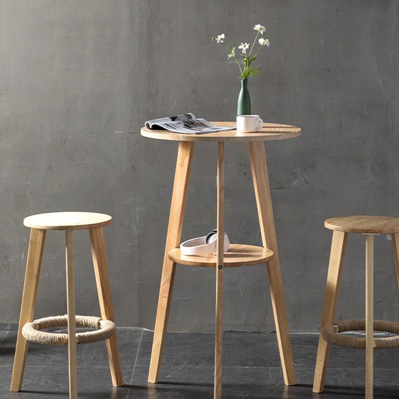 Contemporary Round Bar Dining Table Wood Bar Height Table with Shelves Clearhalo 'Bar Furniture' 'Bar Tables' 'bar_tables' 'furn' 'furn_bar_tables' 'Furniture' 'furniture_bar_tables' 'Kitchen & Dining Furniture' 1200x1200_e69135dd-2d33-477d-b653-389d1c218ed7