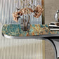 Glam Free Form Console Accent Table with Stainless Steel Bracket for Hall