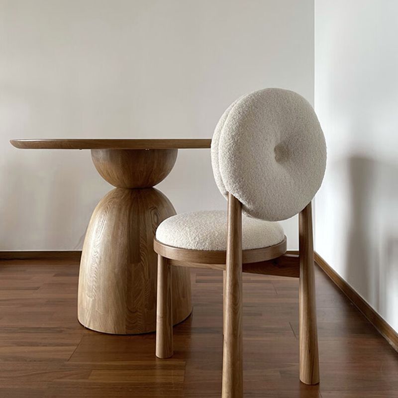 Silla de comedor sin brazo de madera sólida de comedor tapizado contemporáneo