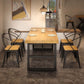 Solid Wood Dining Table Industrial Rectangle Table with Metal Base