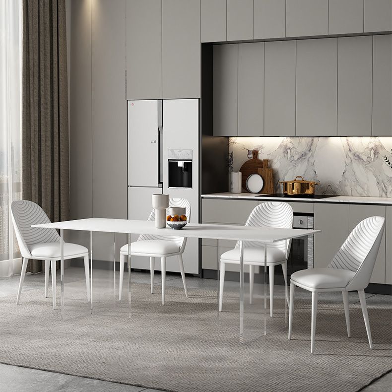 Medieval Modern Rectangle Dining Table Sintered Stone Table with Acrylic Legs for Home Use Clearhalo 'Dining Tables & Seating' 'Dining Tables' 'dining_table' 'furn' 'furn_dining_table' 'Furniture' 'Kitchen & Dining Furniture' 1200x1200_e6937f0b-0aac-40cf-a382-33cd1be72e41