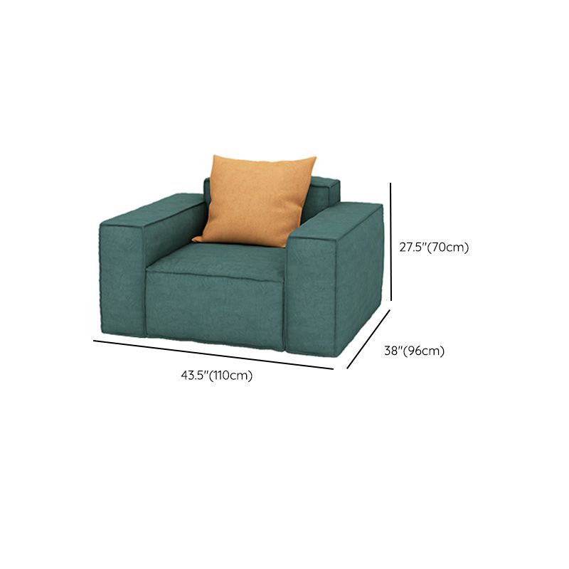 37" Wide Contemporary Sofa Leather Square Arm Green Standard Seating