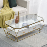 Modern Slate Geometric Coffee Table Gold Metal Frame Coffee Table with Storage Clearhalo 'Coffee & Accent Tables' 'Coffee Tables' 'coffee_tables' 'furn' 'furn_coffee_tables' 'Furniture' 'furniture_coffee_tables' 'Living Room Furniture' 1200x1200_e6967798-9631-463d-bb50-14cc7e3763b2