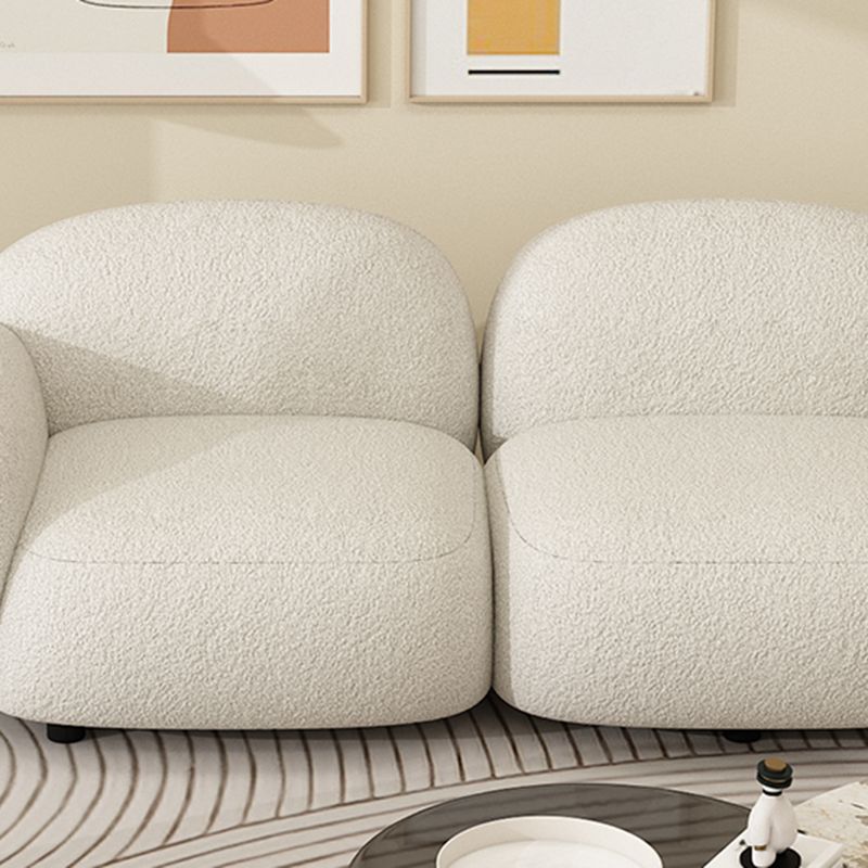 Square Arm Wool Sofa Scandinavian 1/2/3-Seater Sofa in White