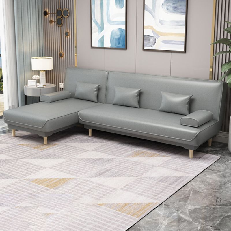 Sofá moderno de tela/cuero sintético con brazo superior de almohada para sala de estar