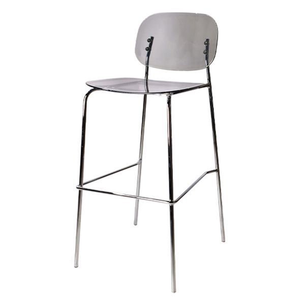 Taburete de mostrador con base plateada moderno, reposapiés acrílico rectangular, taburete de altura